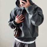 FOESCE Mens Sweater Hooded Rough Weaving Sweater Streetwear Fashion Versatile Casual Versatile Male Campus Long-Sleeve Top Men'S Wear