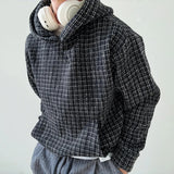 FOESCE Mens Sweater Hooded Rough Weaving Sweater Streetwear Fashion Versatile Casual Versatile Male Campus Long-Sleeve Top Men'S Wear