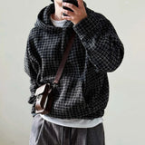 FOESCE Mens Sweater Hooded Rough Weaving Sweater Streetwear Fashion Versatile Casual Versatile Male Campus Long-Sleeve Top Men'S Wear