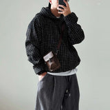 FOESCE Mens Sweater Hooded Rough Weaving Sweater Streetwear Fashion Versatile Casual Versatile Male Campus Long-Sleeve Top Men'S Wear