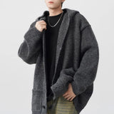 FOESCE Mens Sweater Plain Hooded Casual Sweater Spring Streetwear Fashion Campus Valentines Cardigan Old Money Men'S Clothing 2025 New