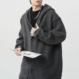 FOESCE Mens Sweater Plain Hooded Casual Sweater Spring Streetwear Fashion Campus Valentines Cardigan Old Money Men'S Clothing 2025 New