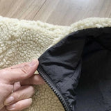 FOESCE Mens Winter Warm Reversible Jacket Cotton Jacket Harajuku Hip Hop Letter Embroidery Oversized Zipper Clothes Trendy Streetwear