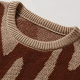FOESCE Mens Women Autumn Winter Couple Pullover Mens Retro Lazy Loose Trendy Knitted Sweater High Street Hip Hop Long Sleeve Knittwear