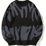 FOESCE Mens Women Autumn Winter Couple Pullover Mens Retro Lazy Loose Trendy Knitted Sweater High Street Hip Hop Long Sleeve Knittwear
