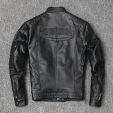 FOESCE Motorcycle Genuine Leather Jacket for Men Style Biker Jackets Slim Cowhide spring Coat Men