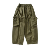 FOESCE Multi Pocket Cargo Pants Mens Work Pants Safari Style Casual Wide Leg Pants Men Solid Color Baggy Trousers
