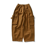 FOESCE Multi Pocket Cargo Pants Mens Work Pants Safari Style Casual Wide Leg Pants Men Solid Color Baggy Trousers