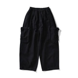FOESCE Multi Pocket Cargo Pants Mens Work Pants Safari Style Casual Wide Leg Pants Men Solid Color Baggy Trousers