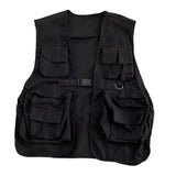 FOESCE Multi Pockets Cargo Waistcoat Solid Color Hip Hop Style Women Men Cargo Waistcoat Sleeveless Loose Buckle Closure Jackets Vests