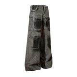 FOESCE Multi-pockets Embroidery Washed Baggy Jeans for Men and Women Straight Ropa Hombre Casual Cargo Pants Oversized Denim Trousers