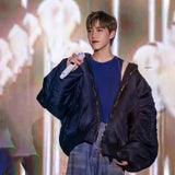 FOESCE NIGO Men's Women's Spring And Autumn Fashion Doing Old Zipper Splicing Hooded Loose Long Sleeve Pilot Jacket Coat Ngvp #nigo8589