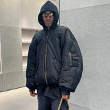 FOESCE NIGO Men's Women's Spring And Autumn Fashion Doing Old Zipper Splicing Hooded Loose Long Sleeve Pilot Jacket Coat Ngvp #nigo8589