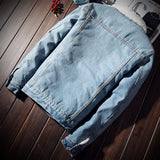 FOESCE New 2025 Men's Warm Denim Jackets Winter Thick Fleece Jeans Jacket Male Lapel Button Casual Slim Outwear Windbreaker Cowboy Coat