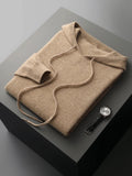 FOESCE New Autumn Winter Men's Cashmere Hoodie Sweater 100% Merino Wool Hooded Pullover Large Size Knitwear Quality Soft Casual Jumpers