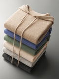 FOESCE New Autumn Winter Men's Cashmere Hoodie Sweater 100% Merino Wool Hooded Pullover Large Size Knitwear Quality Soft Casual Jumpers