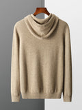FOESCE New Autumn Winter Men's Cashmere Hoodie Sweater 100% Merino Wool Hooded Pullover Large Size Knitwear Quality Soft Casual Jumpers