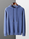 FOESCE New Autumn Winter Men's Cashmere Hoodie Sweater 100% Merino Wool Hooded Pullover Large Size Knitwear Quality Soft Casual Jumpers