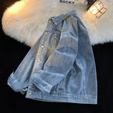 FOESCE New Fashion Washed Denim Jacket Men's Loose Autumn Winter Fashion New Arrivals Denim Coat High Street Retro Men's Jacket