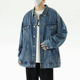 FOESCE New Fashion Washed Denim Jacket Men's Loose Autumn Winter Fashion New Arrivals Denim Coat High Street Retro Men's Jacket