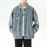 FOESCE New Fashion Washed Denim Jacket Men's Loose Autumn Winter Fashion New Arrivals Denim Coat High Street Retro Men's Jacket