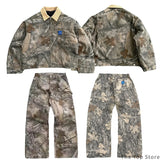 FOESCE New Harajuku Hip-hop Gothic Akimbo Fashion Camouflage Leaf Loose Coats Jacket Mens Y2K Retro Couple Casual American Streetwear
