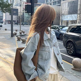 FOESCE New Ins Korean Wash Cotton Retro Denim Jacket Women's Spring and Autumn Thin Korean Version Loose Short Long Sleeve Shirt