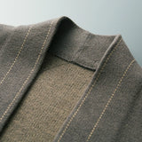 FOESCE New Men 100% Pure Wool Sweater Knit Jacket Business Jacquard Coat Casual Cardigan Autumn Winter Loose Cashmere Top