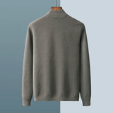 FOESCE New Men 100% Pure Wool Sweater Knit Jacket Business Jacquard Coat Casual Cardigan Autumn Winter Loose Cashmere Top