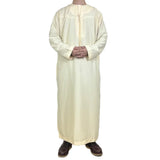 FOESCE New Muslim Men Long Sleeve Pullover Dress Abaya Daffah Jubba Thobe Pakistan Saudi Arab Kaftan Islam Clothing Prayer Robe Afghan