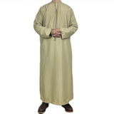 FOESCE New Muslim Men Long Sleeve Pullover Dress Abaya Daffah Jubba Thobe Pakistan Saudi Arab Kaftan Islam Clothing Prayer Robe Afghan
