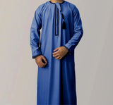 FOESCE New Muslim Men Long Sleeve Pullover Dress Abaya Daffah Jubba Thobe Pakistan Saudi Arab Kaftan Islam Clothing Prayer Robe Afghan