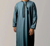 FOESCE New Muslim Men Long Sleeve Pullover Dress Abaya Daffah Jubba Thobe Pakistan Saudi Arab Kaftan Islam Clothing Prayer Robe Afghan