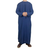 FOESCE New Muslim Men Long Sleeve Pullover Dress Abaya Daffah Jubba Thobe Pakistan Saudi Arab Kaftan Islam Clothing Prayer Robe Afghan