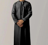 FOESCE New Muslim Men Long Sleeve Pullover Dress Abaya Daffah Jubba Thobe Pakistan Saudi Arab Kaftan Islam Clothing Prayer Robe Afghan
