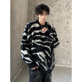 FOESCE New Popular Contrast Color Sweater High Quality Black Casual Round Neck Knitted Sweater Autumn Winter Men's Lazy Pullover