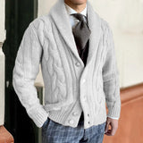 Foesce New Style Fashionable Knitted Cardigan for Men in Autumn and Winter , Lapel, Long-sleeved, Cable-knit Sweater Coat M-2XL
