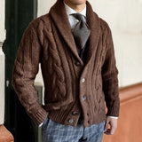 Foesce New Style Fashionable Knitted Cardigan for Men in Autumn and Winter , Lapel, Long-sleeved, Cable-knit Sweater Coat M-2XL