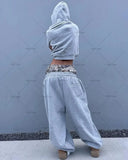 FOESCE New Trendy Brand Clothing Y2K Harajuku Camouflage Splicing Fake Two-piece Trousers Men Hip-hop Casual Straight Sweatpants Women