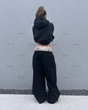 FOESCE New Trendy Brand Clothing Y2K Harajuku Camouflage Splicing Fake Two-piece Trousers Men Hip-hop Casual Straight Sweatpants Women