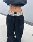 FOESCE New Trendy Brand Clothing Y2K Harajuku Camouflage Splicing Fake Two-piece Trousers Men Hip-hop Casual Straight Sweatpants Women