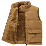 FOESCE New Winter Fashion Wool Vest Male Cotton-Padded Vests Coats Men Sleeveless Vest Jackets Warm Waistcoats Clothing Plus S-6XL