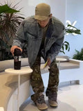 New Y2k Jackets Hip Hop Gothic Patchwork Denim Jacket Men Washed Retro Ripped Loose Winter Jacket Men Solid Color Streetwear