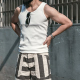 FOESCE Non Stock Men's Slim-Fit Tank Top Summer Sleeveless Round Neck Ribbed Cotton Shirt