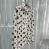 Overall printed lapel button men's long-sleeved shirt  Soft comfortable and breathable fabric