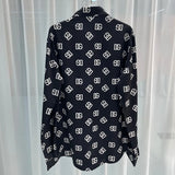 Overall printed lapel button men's long-sleeved shirt  Soft comfortable and breathable fabric
