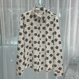 Overall printed lapel button men's long-sleeved shirt  Soft comfortable and breathable fabric