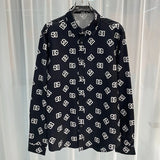 Overall printed lapel button men's long-sleeved shirt  Soft comfortable and breathable fabric