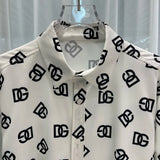 Overall printed lapel button men's long-sleeved shirt  Soft comfortable and breathable fabric
