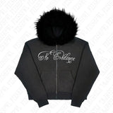 FOESCE Oversized Casual Zipper Hooded Sweatshirt Harajuku Letter Print Rock Goth Hip Hop Streetwear Y2K Clothes Women Men Zip up Hoodie